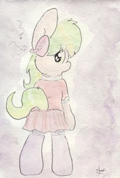 Size: 692x1023 | Tagged: safe, artist:slightlyshade, lemon zest, pony, equestria girls, g4, bipedal, clothes, cute, equestria girls ponified, female, pleated skirt, ponified, skirt, socks, solo, traditional art, zestabetes