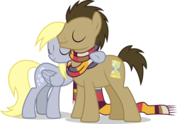 Size: 4096x2863 | Tagged: safe, artist:tralomine, derpy hooves, doctor whooves, time turner, earth pony, pegasus, pony, g4, slice of life (episode), .svg available, female, high res, male, mare, ship:doctorderpy, shipping, simple background, stallion, straight, transparent background, vector
