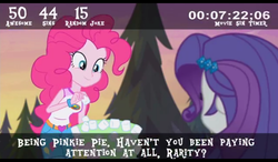 Size: 1024x600 | Tagged: safe, screencap, pinkie pie, rarity, cinemare sins, equestria girls, g4, my little pony equestria girls: legend of everfree, everything right/wrong with