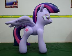 Size: 1165x896 | Tagged: safe, artist:arniemkii, twilight sparkle, alicorn, inflatable pony, pony, g4, bedroom eyes, bootleg, hongyi, indoors, inflatable, inflatable alicorn, irl, opaque inflatable, photo, solo, standing, twilight sparkle (alicorn)