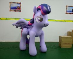 Size: 1124x917 | Tagged: safe, artist:arniemkii, twilight sparkle, alicorn, inflatable pony, pony, g4, bedroom eyes, bootleg, female, hongyi, indoors, inflatable, inflatable alicorn, inflation valve, irl, mare, opaque inflatable, photo, solo, standing, twilight sparkle (alicorn)