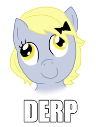 Size: 500x660 | Tagged: safe, derpy hooves, pegasus, pony, g4, alternate hairstyle, bow, derp, derpina, female, image macro, mare, meme, pun, rage face, ribbon, simple background, smiling, solo, white background