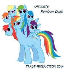 Size: 1796x1995 | Tagged: safe, artist:tradt-production, rainbow dash, hydra pony, pegasus, pony, g4, conjoined, multiple heads, seven heads, siblings, simple background, sisters, spawn, swap, this isn't even my final form, transparent background, vector, wtf