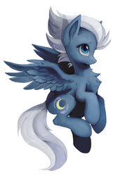 Size: 685x1000 | Tagged: dead source, safe, artist:hioshiru, night glider, pegasus, pony, g4, chest fluff, cute, explicit source, female, flying, glideabetes, mare, simple background, solo, spread wings, white background, wings