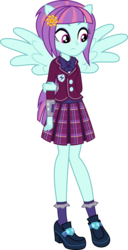 Size: 2551x5000 | Tagged: safe, artist:diegator007, sunny flare, equestria girls, g4, my little pony equestria girls: friendship games, clothes, crystal prep academy uniform, female, high res, ponied up, school uniform, shoes, simple background, skirt, socks, solo, transparent background, wings