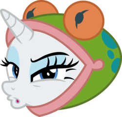 Size: 5755x5524 | Tagged: safe, artist:osipush, rarity, frog, pony, unicorn, forever filly, g4, absurd resolution, clothes, costume, female, frog costume, looking at you, mare, ribbity, simple background, solo, transparent background, vector