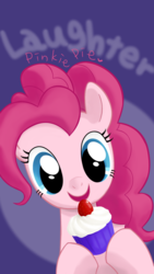 Size: 768x1364 | Tagged: safe, artist:kotetsu-08, pinkie pie, earth pony, pony, g4, cherry, cupcake, female, food, frosting, solo