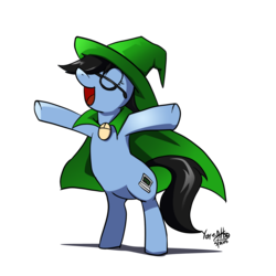 Size: 1200x1200 | Tagged: safe, artist:yeyeialba, oc, oc only, oc:tinker doo, pony, accessory swap, cape, clothes, cosplay, costume, glasses, hat, male, simple background, solo, standing, the great and powerful, transparent background, wizard hat