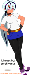 Size: 927x2300 | Tagged: safe, artist:elgatosabio, editor:jemvi, oc, oc only, oc:serenata dusk, human, equestria girls, g4, clothes, denim skirt, female, gem, lipstick, next generation, offspring, pantyhose, parent:oc:dan, parent:sonata dusk, parents:canon x oc, parents:danata, ponytail, shirt, simple background, skirt, solo, t-shirt, transparent background