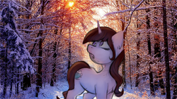 Size: 1103x621 | Tagged: safe, artist:marsminer, oc, oc only, pony, forest, irl, photo, snow, solo, winter