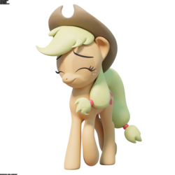 Size: 2048x2048 | Tagged: safe, artist:therealdjthed, applejack, earth pony, pony, g4, 3d, 3d model, blender, blender cycles, cycles render, eyes closed, female, high res, mare, model:djthed, simple background, smiling, solo, transparent background, walking