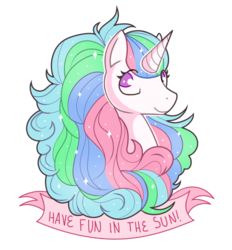 Size: 704x757 | Tagged: safe, artist:amazingmollusk, princess celestia, alicorn, pony, g4, alternate hairstyle, banner, bust, female, happy, mare, portrait, simple background, smiling, solo, transparent background