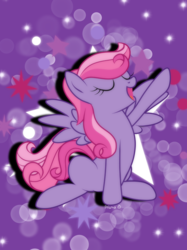 Size: 2048x2732 | Tagged: safe, artist:prismaticstars, starsong, pony, g3, g4, eyes closed, female, g3 to g4, g3betes, generation leap, high res, sitting, solo