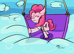 Size: 1280x948 | Tagged: safe, artist:mxc-art, pinkie pie, earth pony, pony, g4, 30 minute art challenge, female, hot air balloon, sketch, solo, this will end in tears and/or death