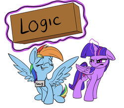 Size: 900x788 | Tagged: safe, artist:tsitra360, rainbow dash, twilight sparkle, alicorn, pegasus, pony, g4, 30 minute art challenge, annoyed, box, simple background, sketch, smug, twilight sparkle (alicorn), unamused, white background