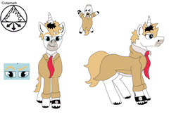 Size: 1024x665 | Tagged: safe, artist:creativeblossom, oc, oc only, oc:constantine, pony, unicorn, clothes, colored, constantine, digital, dressed, hellblazer, john constantine, male, reference sheet, simple background, smoking, solo, stallion, trenchcoat, unshorn fetlocks, watch, white background