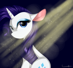 Size: 1300x1200 | Tagged: safe, artist:lcpegasister75, rarity, pony, unicorn, g4, crepuscular rays, eyeshadow, female, floppy ears, makeup, mare, sitting, solo, sunlight