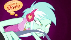 Size: 640x360 | Tagged: safe, edit, edited screencap, screencap, lyra heartstrings, all's fair in love & friendship games, equestria girls, g4, angry, fantastic four, female, marvel, solo, thought bubble