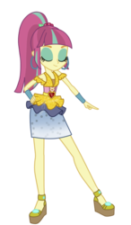 Size: 386x659 | Tagged: safe, artist:mira.veike, sour sweet, equestria girls, equestria girls specials, g4, my little pony equestria girls: dance magic, clothes, dance magic (song), ear piercing, earring, eyes closed, female, freckles, heart, high heels, piercing, simple background, solo, transparent background