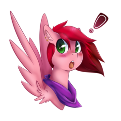 Size: 894x894 | Tagged: safe, artist:csox, oc, oc only, oc:cotton candy, pegasus, pony, bandana, blushing, exclamation point, femboy, male, simple background, solo, spread wings, stallion, transparent background, wingboner, wings
