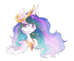 Size: 1024x844 | Tagged: safe, artist:snowdeer97, princess celestia, alicorn, pony, g4, bust, crown, female, jewelry, mare, peytral, portrait, regalia, simple background, solo, transparent background