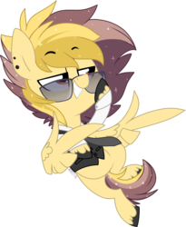 Size: 1596x1949 | Tagged: safe, artist:kellythedrawinguni, oc, oc only, oc:fabian foster, pegasus, pony, chibi, clothes, feather guns, finger gun, finger guns, male, simple background, solo, stallion, sunglasses, transparent background, unshorn fetlocks, wing hands, ych result