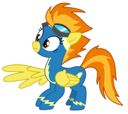 Size: 2600x2313 | Tagged: safe, artist:sketchmcreations, spitfire, pegasus, pony, g4, parental glideance, clothes, female, goggles, high res, show accurate, simple background, solo, transparent background, uniform, vector, wing hands, wonderbolts uniform