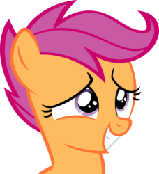 Size: 5961x6527 | Tagged: safe, artist:crusierpl, scootaloo, pony, g4, hearts and hooves day (episode), absurd resolution, cute, cutealoo, female, hearts and hooves day, sheepish grin, simple background, smiling, solo, transparent background, vector