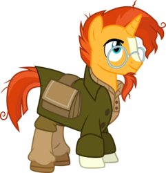 Size: 2001x2075 | Tagged: safe, artist:cloudy glow, sunburst, pony, unicorn, g4, atlantis: the lost empire, clothes, clothes swap, cosplay, costume, crossover, disney, high res, male, milo thatch, simple background, solo, stallion, transparent background, vector
