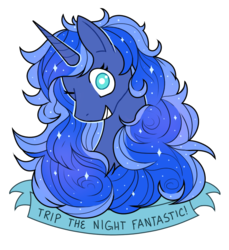 Size: 649x709 | Tagged: safe, artist:amazingmollusk, princess luna, alicorn, pony, g4, banner, female, happy, simple background, solo, transparent background