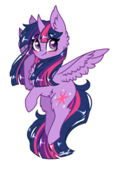 Size: 1609x2327 | Tagged: safe, artist:cloud-drawings, twilight sparkle, alicorn, pony, g4, blushing, chibi, cute, female, fluffy, looking at you, mare, simple background, smiling, solo, transparent background, twiabetes, twilight sparkle (alicorn)