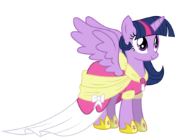 Size: 2850x2252 | Tagged: safe, artist:audiobeatzz, twilight sparkle, alicorn, pony, g4, magical mystery cure, clothes, coronation dress, dress, female, high res, mare, simple background, solo, spread wings, transparent background, twilight sparkle (alicorn), vector, wings