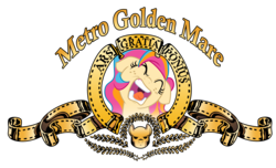 Size: 6111x3711 | Tagged: safe, artist:lostinthetrees, oc, oc only, oc:golden gates, pony, absurd resolution, metro-goldwyn-mayer, mgm, parody, roar, simple background, solo, transparent background