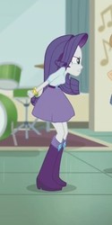 Size: 257x513 | Tagged: safe, screencap, rarity, equestria girls, equestria girls specials, g4, my little pony equestria girls: dance magic, angry, boots, bracelet, clothes, cropped, drum kit, drums, female, high heel boots, jewelry, music notes, musical instrument, skirt, solo