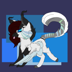 Size: 2560x2560 | Tagged: safe, artist:brokensilence, oc, oc only, oc:mira songheart, griffon, fluffy, griffonized, high res, solo, species swap, tongue out