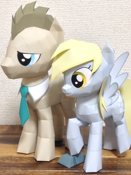 Size: 900x1200 | Tagged: safe, artist:robi, derpy hooves, doctor whooves, time turner, pegasus, pony, g4, craft, duo, female, irl, mare, papercraft, photo, pixiv