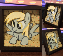 Size: 2268x2016 | Tagged: safe, artist:robi, derpy hooves, pegasus, pony, g4, craft, female, high res, irl, mare, papercraft, photo, scrunchy face, shadowbox, solo