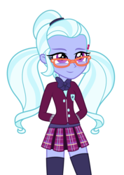 Size: 595x842 | Tagged: safe, sugarcoat, equestria girls, g4, my little pony equestria girls: friendship games, .svg available, clothes, crystal prep academy uniform, female, glasses, miniskirt, school uniform, simple background, skirt, socks, solo, svg, thigh highs, thigh socks, transparent background, vector, zettai ryouiki