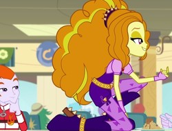 Size: 687x521 | Tagged: safe, screencap, adagio dazzle, bright idea, heath burns, starlight, sweet leaf, trixie, watermelody, equestria girls, g4, my little pony equestria girls: rainbow rocks, apple fritter (food), battle of the bands, boots, clothes, cropped, eyes on the prize, female, fingerless gloves, food, football, gem, gloves, hat, high heel boots, jewelry, lidded eyes, male, pendant, siren gem, socks, spikes, stockings, thigh highs