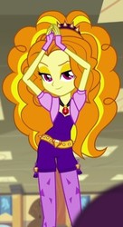 Size: 307x565 | Tagged: safe, screencap, adagio dazzle, equestria girls, g4, my little pony equestria girls: rainbow rocks, battle of the bands, clothes, cropped, female, fingerless gloves, gloves, jewelry, lidded eyes, looking at you, pendant, socks, solo focus, stockings, thigh highs
