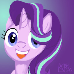 Size: 1500x1500 | Tagged: safe, artist:kelseyleah, starlight glimmer, pony, g4, female, gradient background, smiling, solo