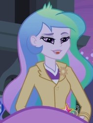 Size: 264x349 | Tagged: safe, screencap, princess celestia, principal celestia, equestria girls, g4, biting, cropped, lidded eyes, tongue bite