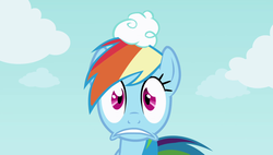 Size: 1920x1090 | Tagged: safe, screencap, rainbow dash, pony, g4, griffon the brush off, cloud, female, mare, solo