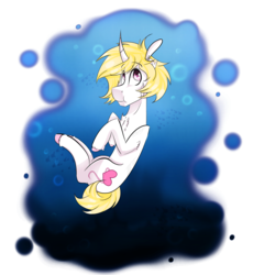 Size: 2020x2200 | Tagged: safe, artist:bluefly10, oc, oc only, oc:sugarkiss, pony, unicorn, bubble, high res, ocean, solo, underwater, water