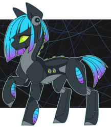 Size: 1300x1500 | Tagged: safe, artist:scaevitas, oc, oc only, pony, robot, robot pony, abstract background, looking back, solo