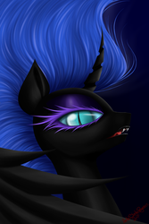 Size: 2200x3300 | Tagged: safe, artist:metalbladepegasus, nightmare moon, alicorn, pony, g4, female, high res, looking at you, mare, open mouth, signature, solo