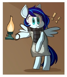Size: 611x700 | Tagged: safe, artist:kapusha-blr, oc, oc only, pegasus, pony, bipedal, clothes, lamp, nightgown, oil lamp, solo