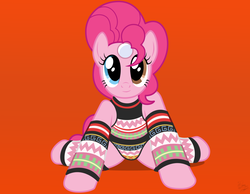 Size: 1800x1400 | Tagged: safe, artist:facelessjr, pinkie pie, earth pony, pony, g4, clothes, cute, david bowie, diapinkes, female, heterochromia, leotard, looking at you, simple background, smiling, solo