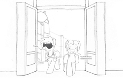 Size: 1751x1197 | Tagged: safe, artist:dsb71013, oc, oc only, oc:night cap, oc:static signal, pony, comic, monochrome, sunglasses