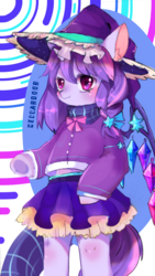 Size: 1080x1920 | Tagged: safe, artist:nitrogenowo, oc, oc only, pony, unicorn, semi-anthro, clothes, female, hat, looking at you, mare, solo, witch